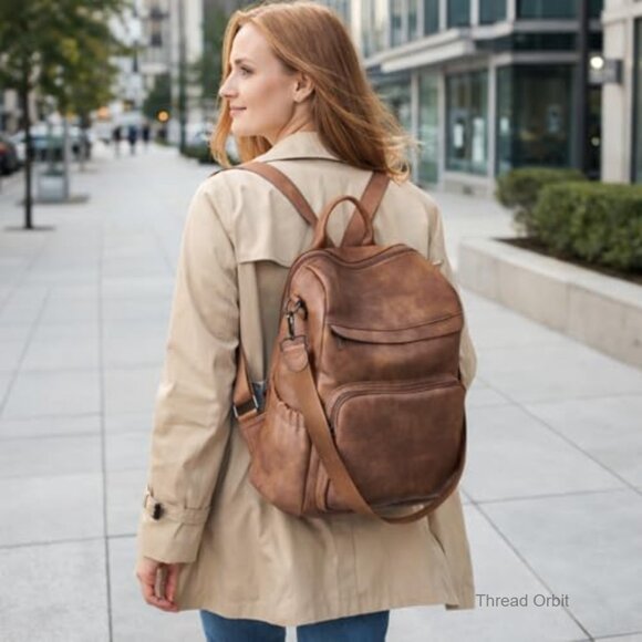 Large Vegan Leather Anti-Theft Backpack Purse Convertible 3-in-1 Travel Bag main image 5